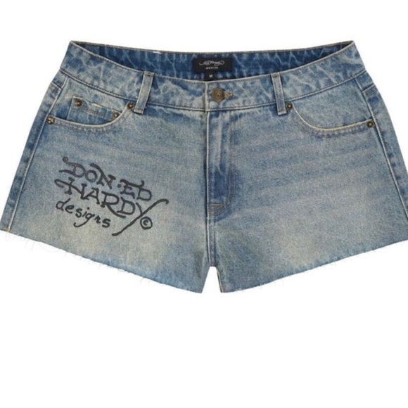Ed Hardy Swallow Light Tint Denim jeans cut off Shorts WEHD8000-5 size 26 new - Picture 6 of 8